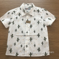 Full print cactus kids' 100%cotton short sleeve shirt